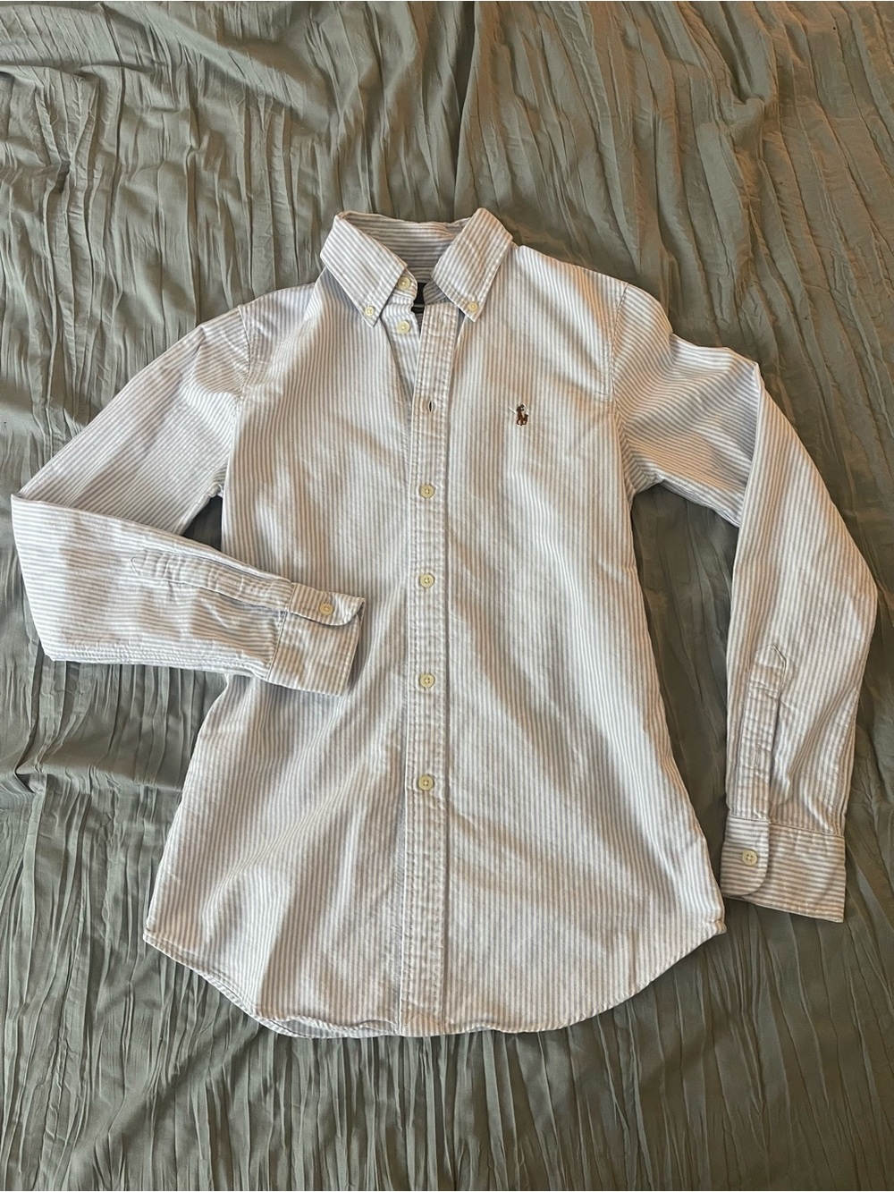 Ralph Lauren - Custom Fit Light Blue and White Striped Button-Down Shirt